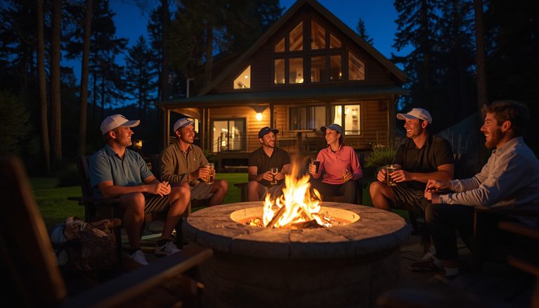 Golf_group_relaxing_around_a_fire_pit_outside_a_Pacific_Northwest_vacation_renta-0