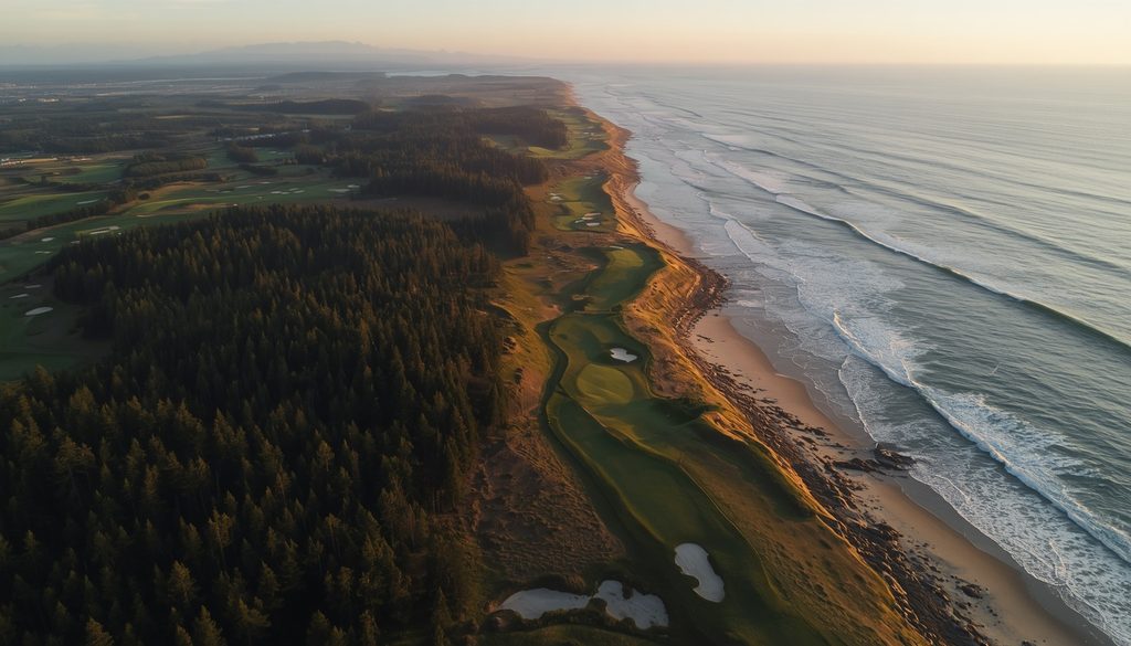 Bandon dunes courses ranked aerial view coastal Oregon golf resort multiple fairways ocean
